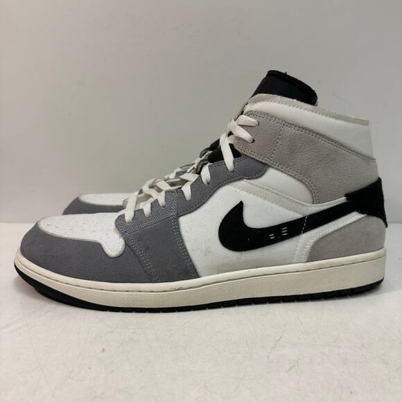 VGUC Nike Air Jordan 1 Mid SE Craft Black/Light Graphite/Sail/Cement Grey 14 - Picture 3 of 11